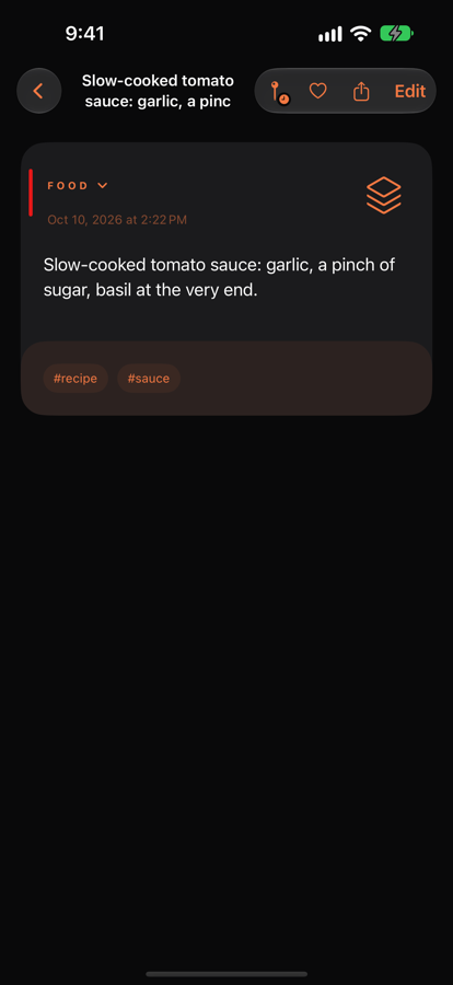 Nubnote screenshot: Note detail